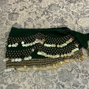 Vintage silky waist wrap with coin detail